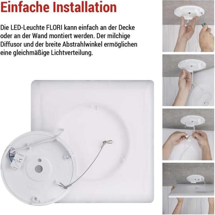 Produktbild Emos LED-Anbauleuchte FLORI quadrat, weiss, 18W, neutralweiss (1800 lm)