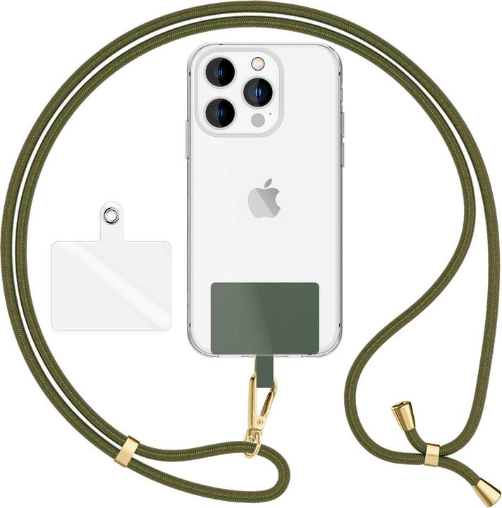 Produktbild Nalia Handyband + Pad für Hülle zum Umhängen, Karabinerhaken Anhänger aus Metall (gold)