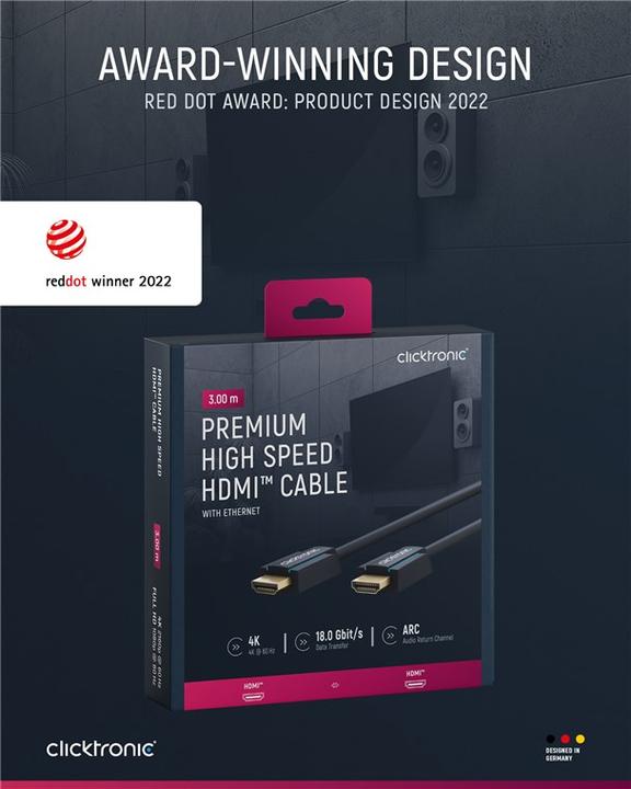 Produktbild clicktronic High Speed HDMI Kabel Ethernet (3 m, HDMI)