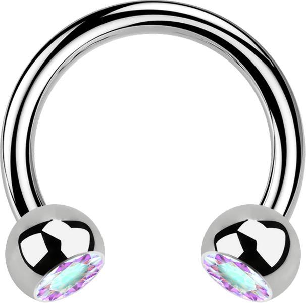 Produktbild Star Piercing Micro Circular Barbell silber mit zwei Kugeln Kristall multicolor (ohne Messing, Titan G23)