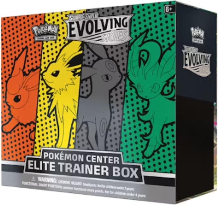 Actual product image Pokémon Evolving Skies Elite Trainer Box EN Green Pokemon Center (English, Booster Pack)