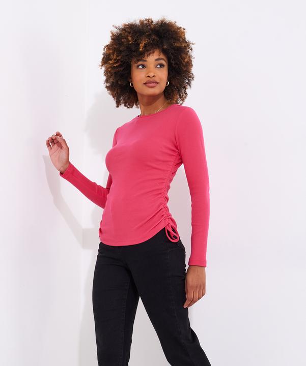 Actual product image Joe Browns Rouched Tie Side Ribbed Long Sleeve Top (42)