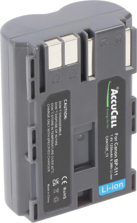 Image du produit AccuCell Batterie Canon BP-511, BP-511A, BP-508, BP-512, BP-514 (Batterie de l'appareil photo)