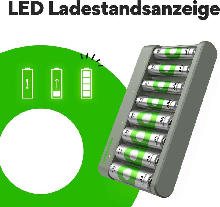 Produktbild GP Batteries E821 (9 Stk., AA, AAA, 2600 mAh, Ladegerät inkl. Akku)