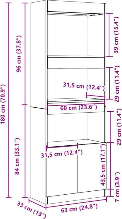 Nutritional values and ingredients VidaXL Louiza (63 x 33 x 180 cm)