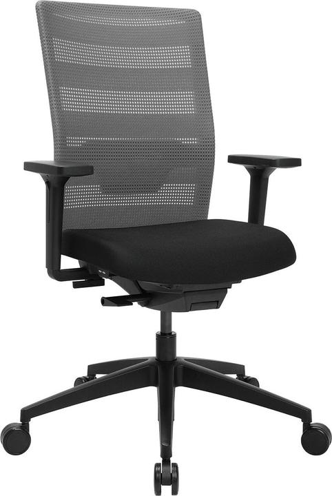 Topstar Siège de bureau AirWork, avec accoudoirs, mécanisme synchrone, noir, gris.