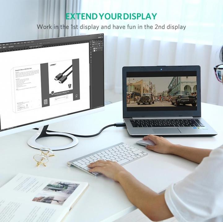 Produktbild Ugreen DisplayPort — HDMI (Typ A) (2 m, DisplayPort)