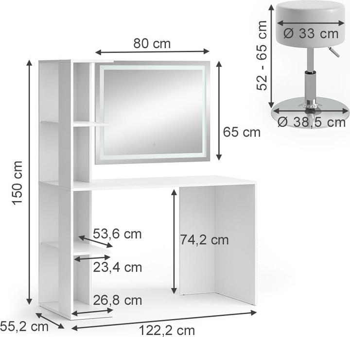 Produktbild Vicco Tower mit Hocker und Beleuchtung (122.5 x 55.5 x 76 cm)