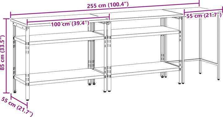 Produktbild VidaXL 3-teiliges Werkbank-Set aus grauem Stahl
