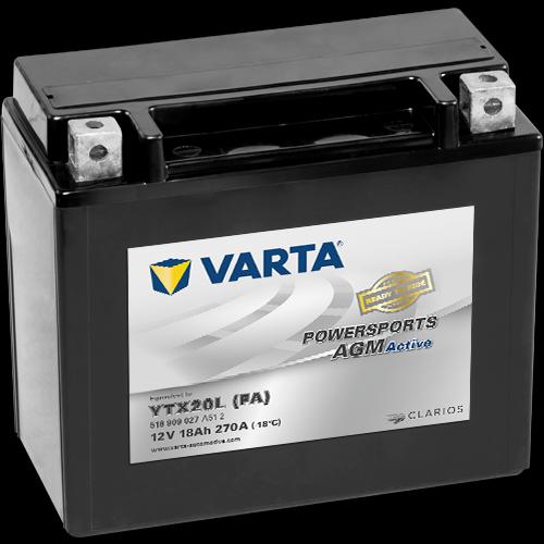 Produktbild Varta Powersports AGM ACTIVE YTX20L-BS 18Ah Motorradbatterie 12V (DIN 82000) (12 V, 18 Ah, 270 A)