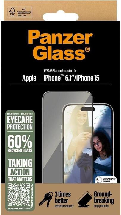 Actual product image PanzerGlass Eyecare Screen Protection (1 Piece, Apple iPhone 16, Apple iPhone 15)