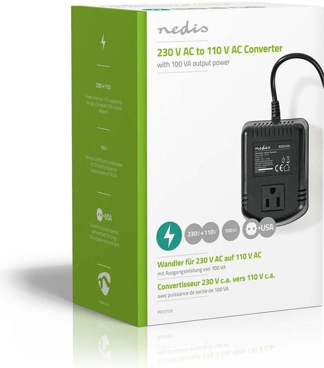 Image du produit Nedis Stromwandler Umrichter - Netzstromversorgung - 230 VAC 50 Hz - Ausgangsspannung: 110 VAC - 1