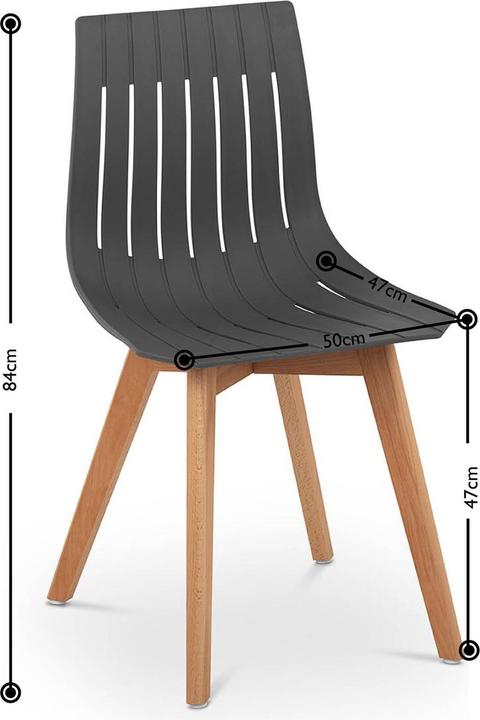 Produktbild Fromm & Starck Stuhl 2er Set bis 150 kg Lehnstuhl Kunststoff Holzbeine Buche grau Designstuhl