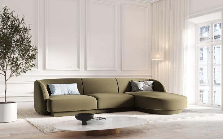 Actual product image Micadoni Velvet Right Corner Sofa, "Miley", 4 Seats, 255x156x70Made in Europe (Corner sofa)