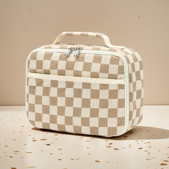 Produktbild Only-Bags.Store Grosses Fassungsvermögen Chic Cord isolierte Lunch Bag mit kariertem Design - auslaufsicher und