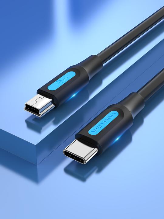Actual product image Vention USB-C 2.0 to Mini-B 2A cable 1m COWBF black (1 m, USB 2.0)