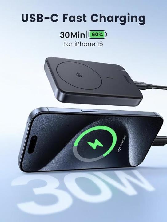 Image du produit Ugreen Magnetic Wireless Power Bank (10000 mAh, 30 W, 37 Wh)
