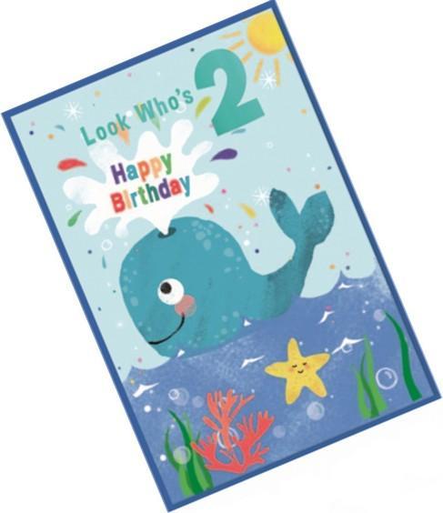 Produktbild Simon Elvin Wal Grusskarte 2 Geburtstag 6erPack Karton (6 Stk.)