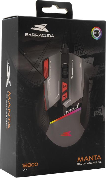 Image du produit Baracuda Gaming Mouse MANTA, 8D, 12800 dpi, Grey (BGM-047) (Filaire)