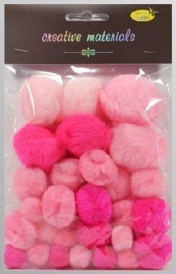 Titanum Ton-in-Ton rosafarbene Pompons, 15–40 mm, 30 Stück