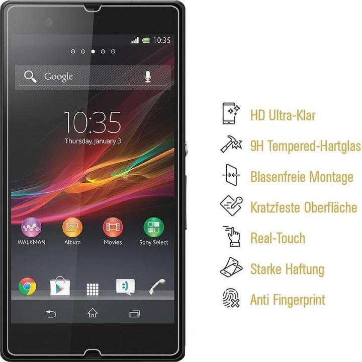 Produktbild Protectorking 1x echtes Tempered 9H Panzerhartglas 3D KLAR (1 Stück, Sony Xperia Z)