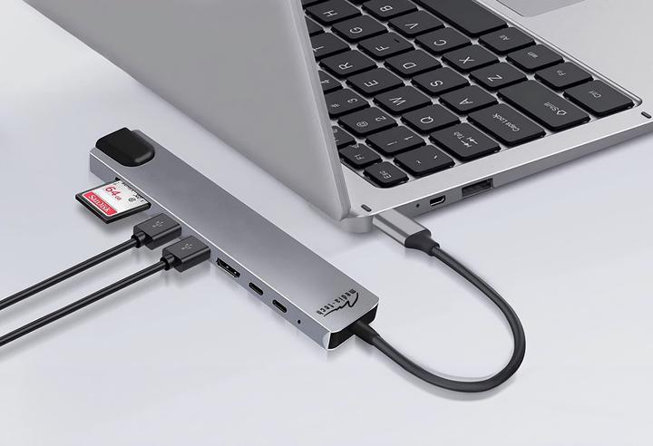 Immagine prodotto Media-Tech HUB USB 8 IN 1 GIGA LAN HUB MT5046 (USB-C, 6 Porti)