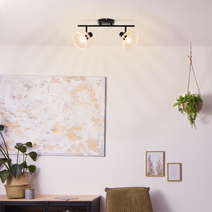 Image du produit Brilliant Norah Barre de spots 2 pl. bois clair/noir (E14)