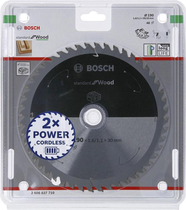 Productafbeelding Bosch Professional Zubehör Cirkelzaagblad Standaard voor hout, 190x1,6/1,1x30,48 tanden