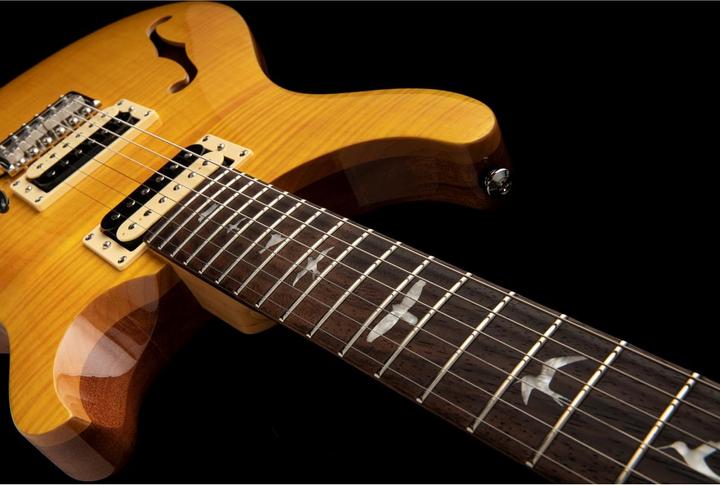 Image du produit PRS SE Custom 22 Semi-Hollow - Jaune Santana (Guitare électrique, Érable, Acajou, Palissandre)