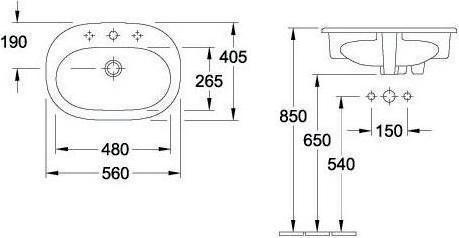 Immagine prodotto Villeroy & Boch V&B lavabo da incasso O.NOVO 560x405mm con ÜL we C+ (405 mm, 560 mm)