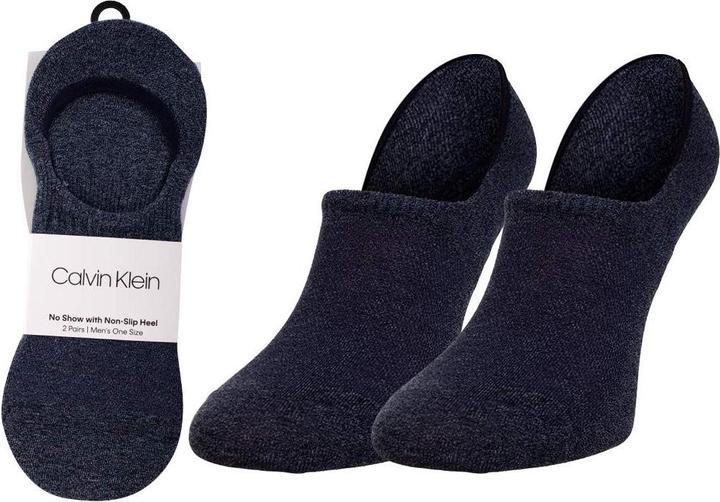Produktbild Calvin Klein Socks Mens 2er Pack Füsslinge mit Silikon Non-Slip Ferse, Schwarz, 40/46 Socks, Blue Com (2er Pack, 40 - 46)