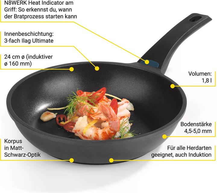 Produktbild N8werk Bratpfanne 24 cm (24 cm, Bratpfanne, Aluminiumguss)