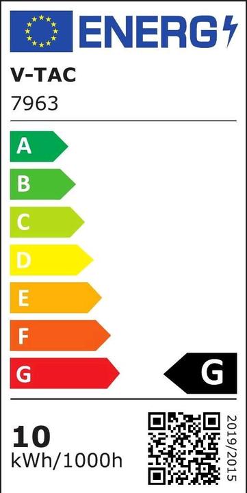 Energy Label V-TAC VT4210 5 x 2W LED Magnetic SMD Linear Track Light Black IP20 24V 4000K (700 lm)