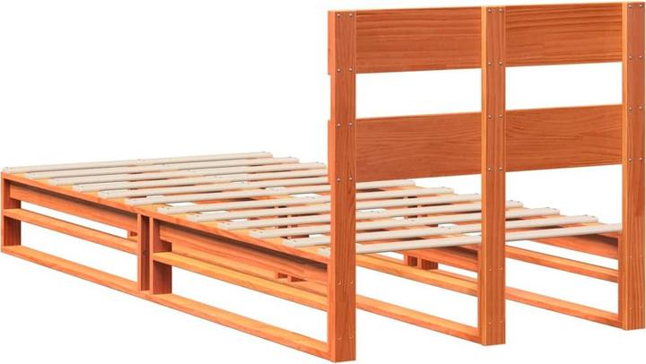 Produktbild VidaXL Massivholzbett Holzbett Bett Palettenbett mit Kopfteil 120x190cm Kiefer (120 x 190 cm)