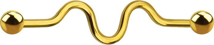 Image du produit Star Piercing Barbell doré zig zag avec deux boules (sans laiton)