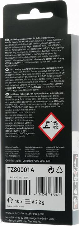 Produktbild Siemens Reinigungstabletten TZ80001A
