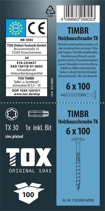 Actual product image Tox TIMBR 6,0 x 100 TK (100 pcs.) (100 Screws per piece)