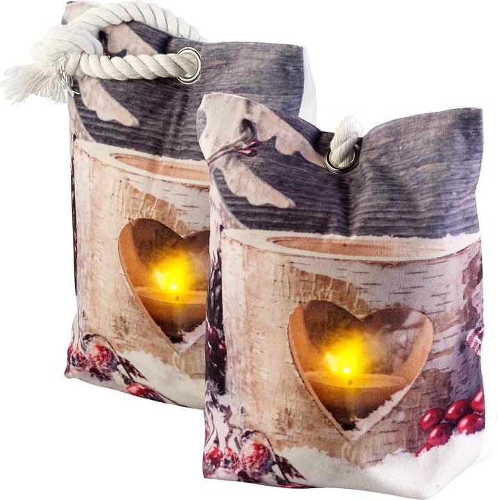 Produktbild Infactory 2er-Set Türstopper-Kissen, Teelicht-Motiv, LED, Batteriebetrieb (2 Stück, 20 x 14 x 6 cm)
