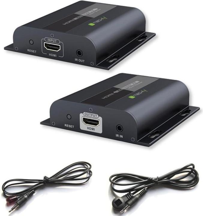 Actual product image EFB Elektronik TECHLY HDBitT HDMI Extender Set transmitter and receiver over IP via network cable Cat5/5e/6 up to