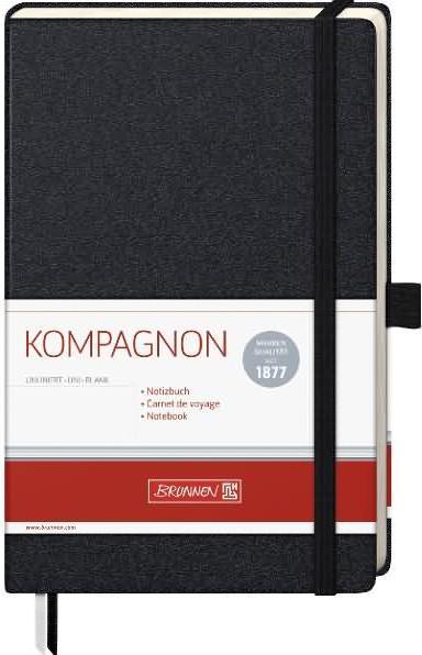 Notebook KOMPAGNON approx. DIN A5 blank, black hardcover 192, 16 of which can be detached Be (A5, Plain, Hardcover)