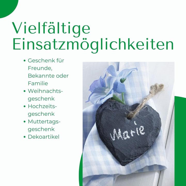 Produktbild Novaliv Schieferherz zum Aufhängen mit Juteband Schiefertafel Dekoration Wandeko (6, 6 cm Herz) (6 x 6 cm)