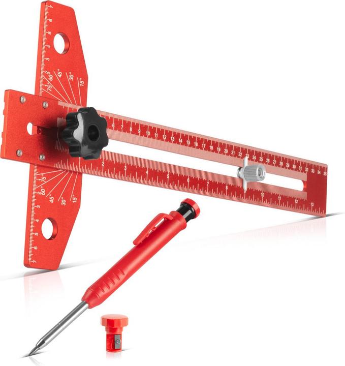 Produktbild Stahlwerk Winkel-Anreisslineal aus Aluminium mit Anschlag und Markierungsstift