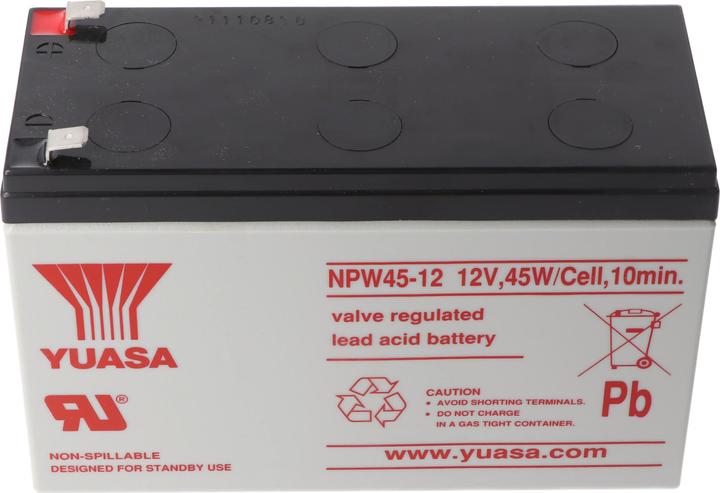 Actual product image Yuasa NPW45-12 Blei PB Akku 12 Volt, 8500mAh mit Faston 6,3 mm Kontakten (12 V, 8.50 Ah)