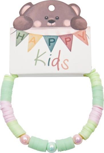 HCA Armband - "Happy Kids" - Heishi - grün-rosa (15 cm)