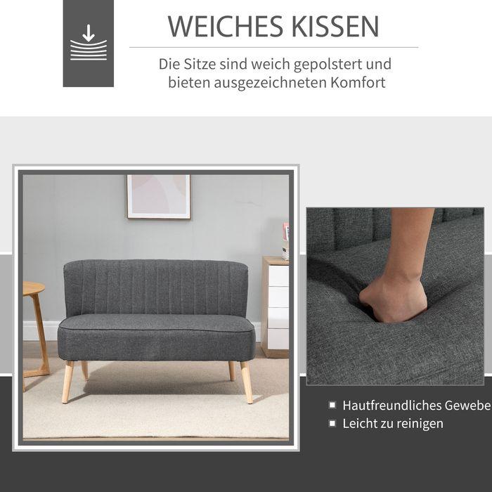 Produktbild Swisshandel24 2-Sitzer Stoffsofa Polstersofa Sitzmöbel Loungesofa Holz Schaumstoff Dunkelgrau 117 x 56,5 x 77 cm (2-Sitzer)