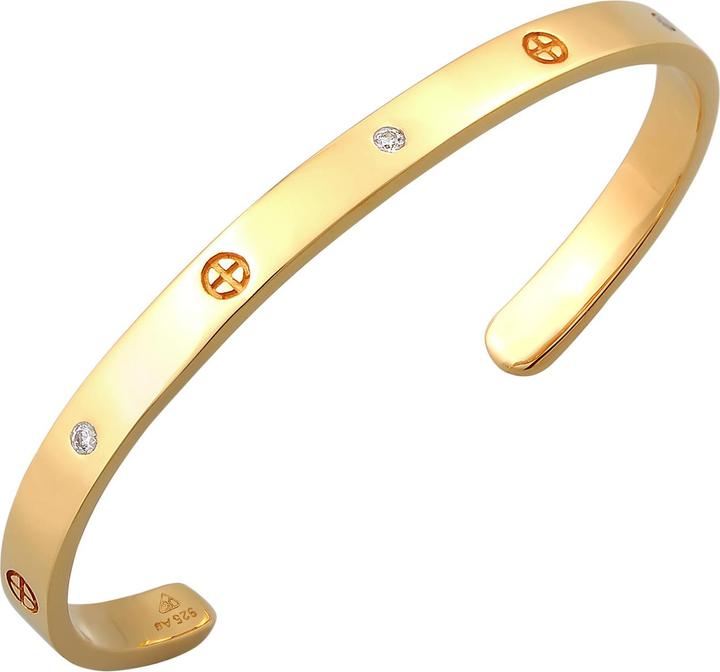 Image du produit Elli PREMIUM Bracelet Geo Bangle Croix Minimal Zirconia 925 Argent (16 cm, Argent sterling 925, Zircone)