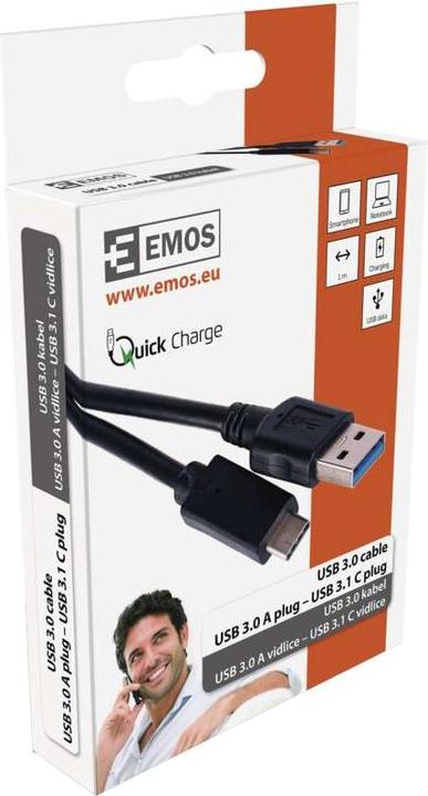 Produktbild Emos USB A — USB C (1 m, USB 3.1)