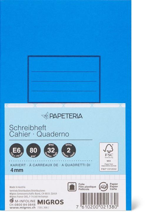 Produktbild Papeteria E6 Schreibhefte (E6, Kariert)
