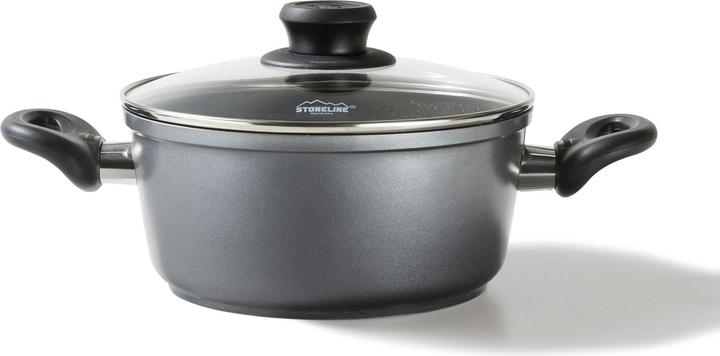 Actual product image Stoneline Cooking pot 24 cm, with glass lid, non-stick frying pot, induction and oven-safe (24 cm, Pot, Aluminium)