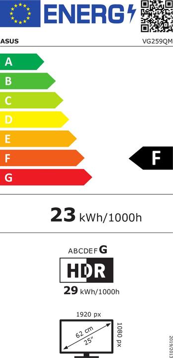 Label énergétique ASUS TUF Gaming VG259QM (1920 x 1080 pixels, 24.50")